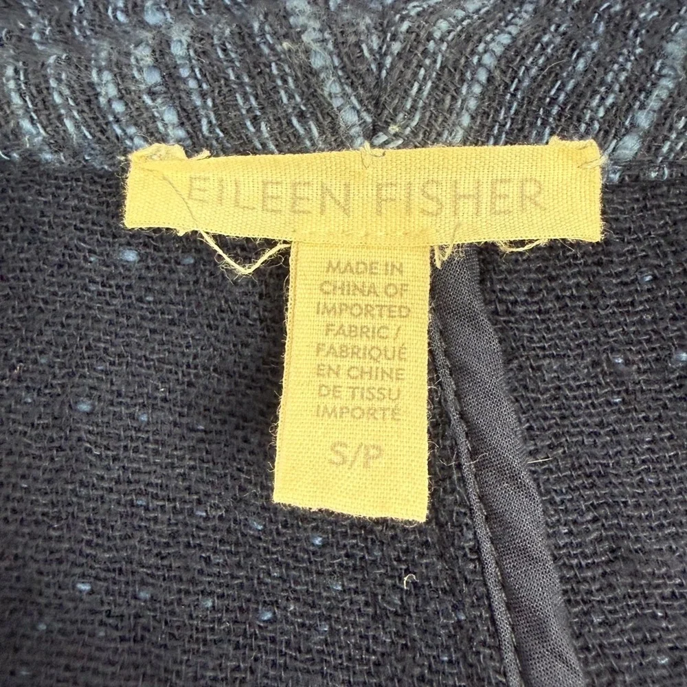 Eileen Fisher Indigo Blue Marled Cotton Open Front Cardigan Jacket‎ S/P F17RYS